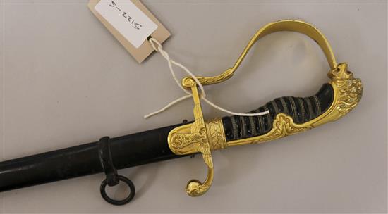 A WWII German officers sword and scabbard, 98cm